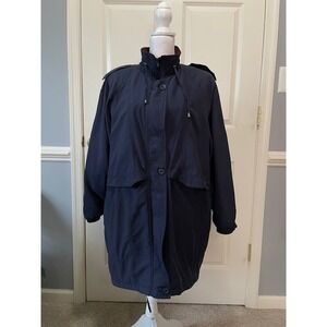 Utex Cyclone Navy Lightweight Utility Parka Jacket Zip Front Women's Outerwear